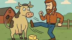 Dowcip: Chuck Norris kopie krowę z półobrotu