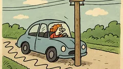 Dowcip: Słup telegraficzny pędził prosto na mnie