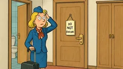 Dowcip: Nowa stewardessa utknęła w hotelu