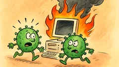 Dowcip: Dwa wirusy uciekają z płonącego komputera