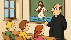 Dowcip: Katecheza: Jezus chodzi po wodzie...