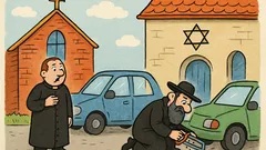 Dowcip: Rabin widzi księdza myjącego auto
