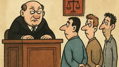 Dowcip: Trzech przestępców u zezowatego sędziego