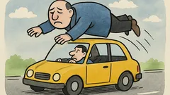 Dowcip: Smutna twarz przelatuje przed szybą