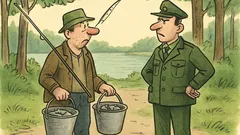 Dowcip: Idzie wędkarz z wiadrami pełnymi ryb...