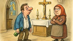 Dowcip: Pijak idzie do kościoła za stówę