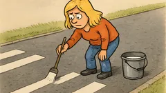 Dowcip: Blondynka maluje pasy na drodze…